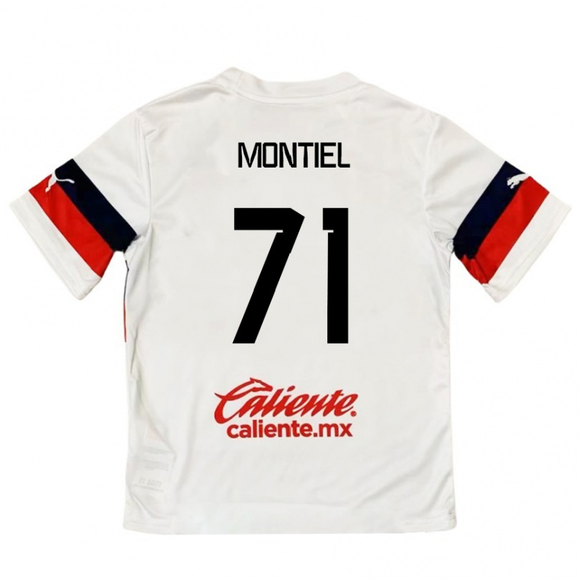 Kandiny Enfant Maillot Erick Montiel #71 Blanc Rouge Tenues Extérieur 2024/25 T-Shirt