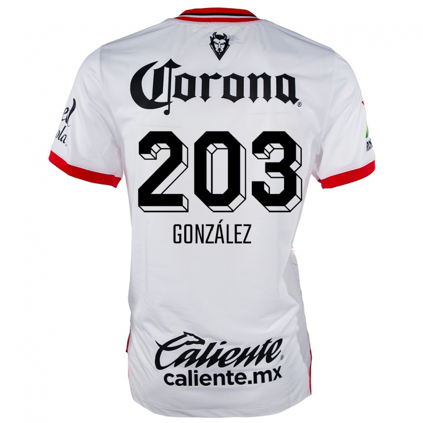 Kandiny Enfant Maillot Luis González #203 Blanc Rouge Tenues Extérieur 2024/25 T-Shirt