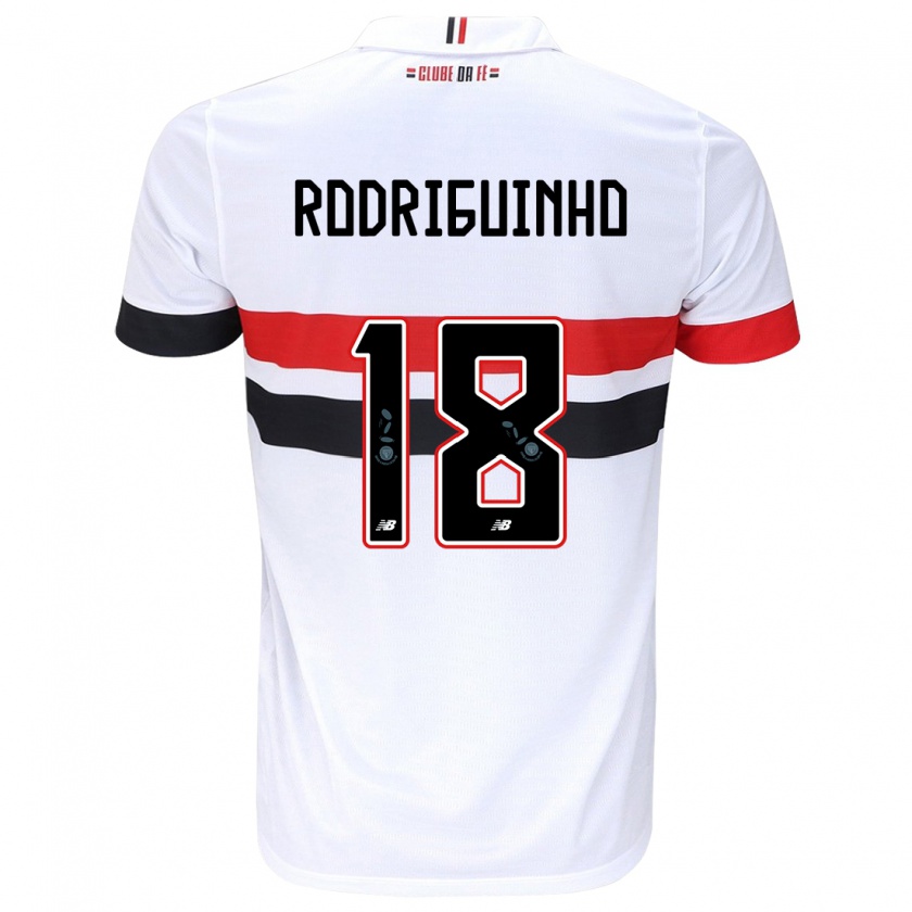 Kandiny Homme Maillot Rodriguinho #18 Blanc Rouge Noir Tenues Domicile 2024/25 T-Shirt