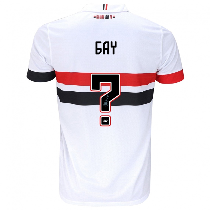 Kandiny Homme Maillot Ganael Gay #0 Blanc Rouge Noir Tenues Domicile 2024/25 T-Shirt