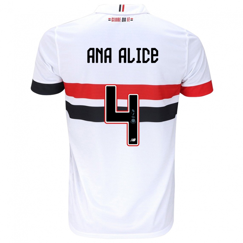 Kandiny Homme Maillot Ana Alice Luciano Da Silva #4 Blanc Rouge Noir Tenues Domicile 2024/25 T-Shirt