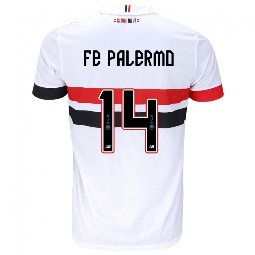 Kandiny Homme Maillot Fe Palermo #14 Blanc Rouge Noir Tenues Domicile 2024/25 T-Shirt