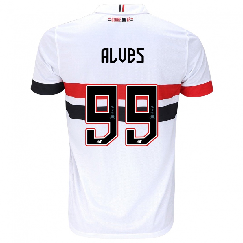 Kandiny Homme Maillot Letícia Alves #99 Blanc Rouge Noir Tenues Domicile 2024/25 T-Shirt