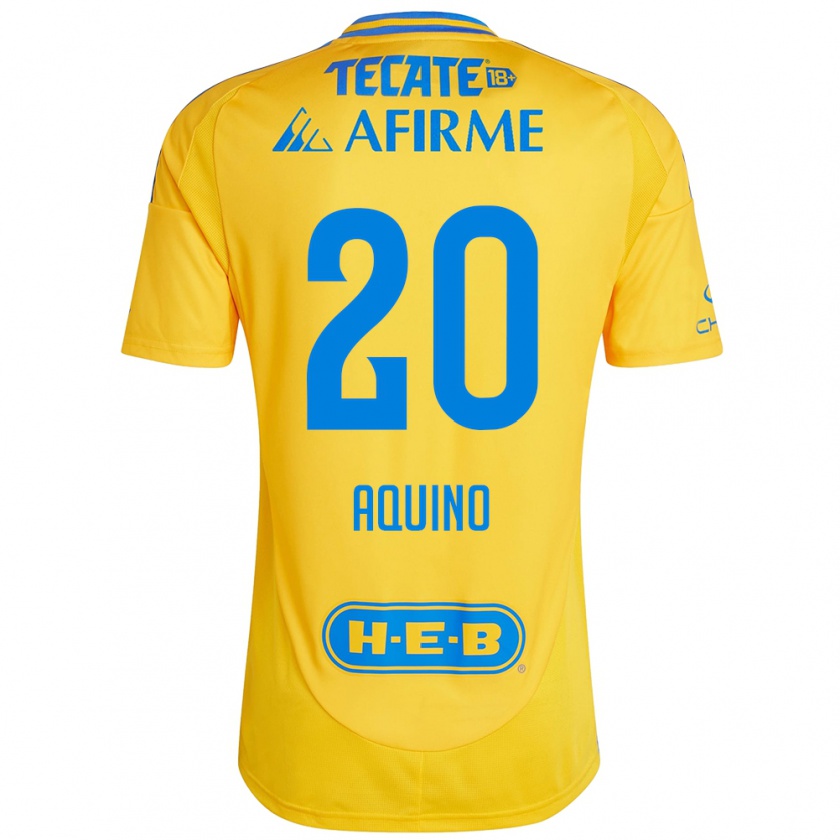 Kandiny Homme Maillot Javier Aquino #20 Or Jaune Tenues Domicile 2024/25 T-Shirt