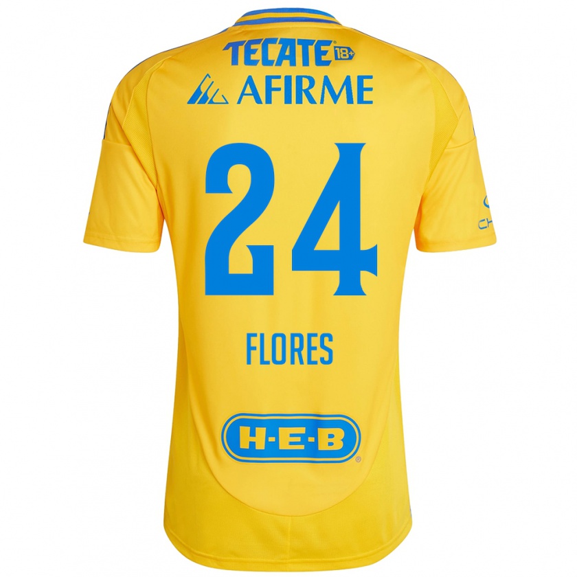 Kandiny Homme Maillot Marcelo Flores #24 Or Jaune Tenues Domicile 2024/25 T-Shirt