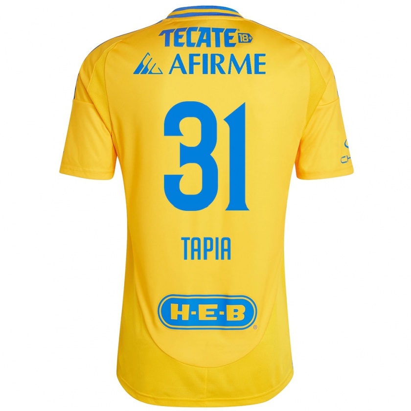 Kandiny Homme Maillot Fernando Tapia #31 Or Jaune Tenues Domicile 2024/25 T-Shirt