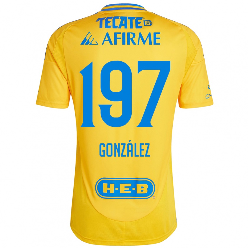 Kandiny Homme Maillot Germán González #197 Or Jaune Tenues Domicile 2024/25 T-Shirt