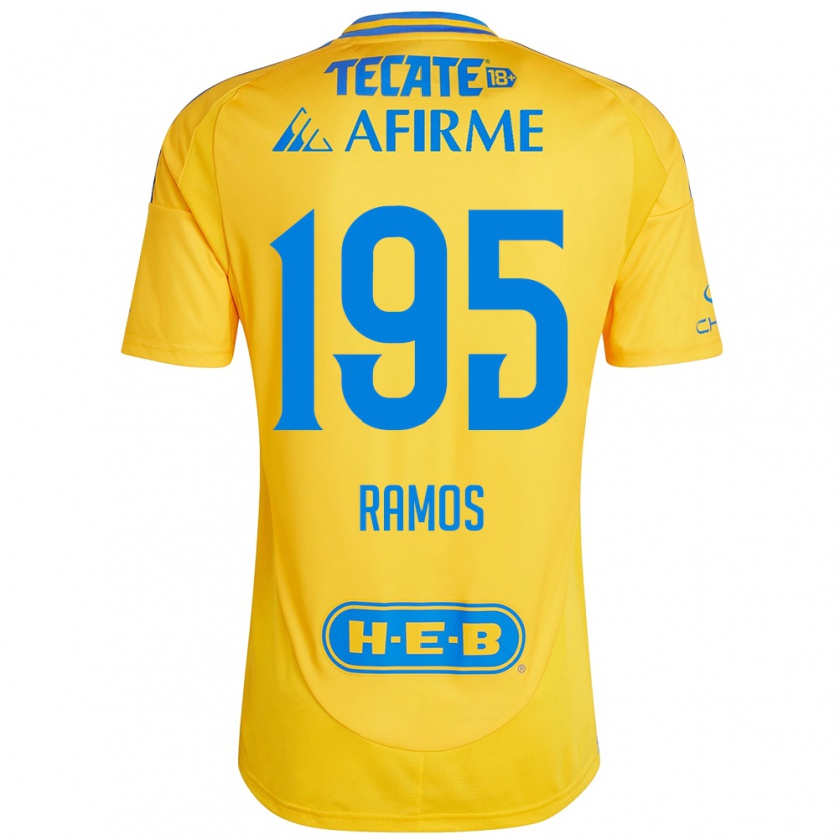 Kandiny Homme Maillot Rodrigo Ramos #195 Or Jaune Tenues Domicile 2024/25 T-Shirt