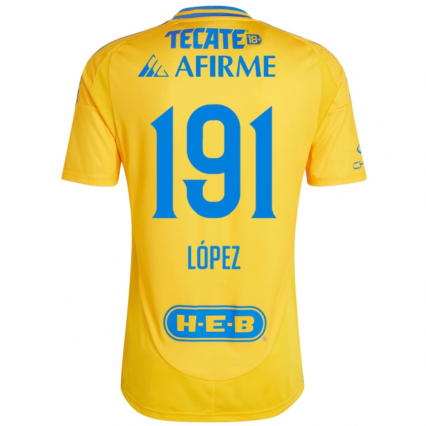 Kandiny Homme Maillot Adrián López #191 Or Jaune Tenues Domicile 2024/25 T-Shirt