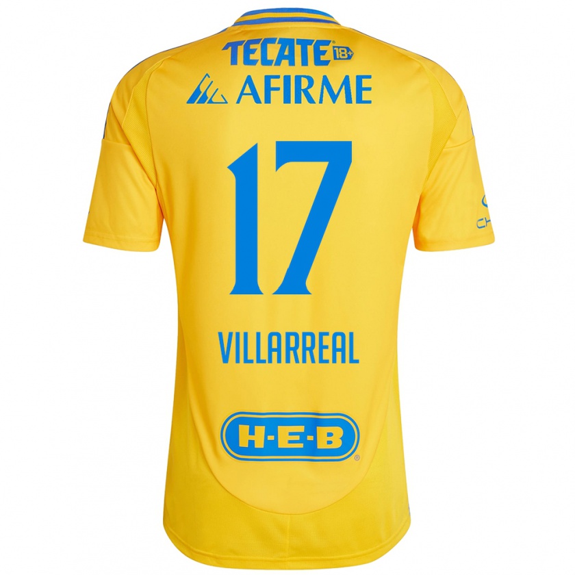 Kandiny Homme Maillot Natalia Villarreal #17 Or Jaune Tenues Domicile 2024/25 T-Shirt