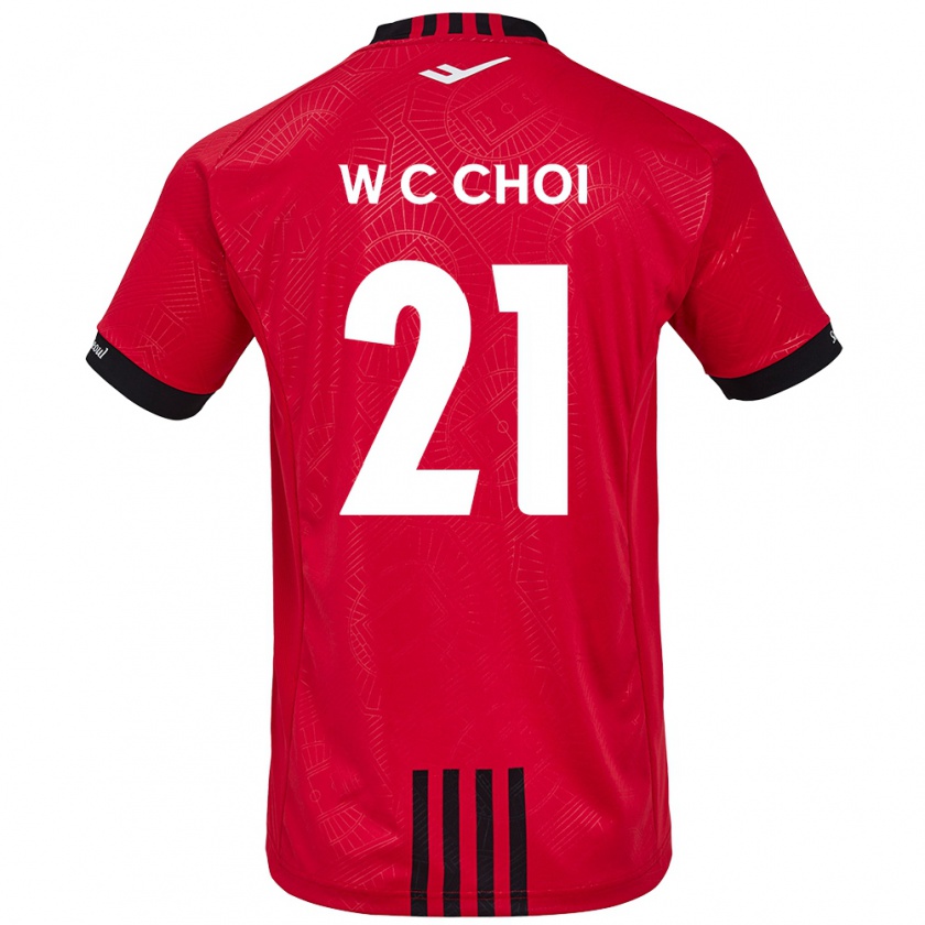 Kandiny Homme Maillot Cheol-Won Choi #21 Rouge Noir Tenues Domicile 2024/25 T-Shirt