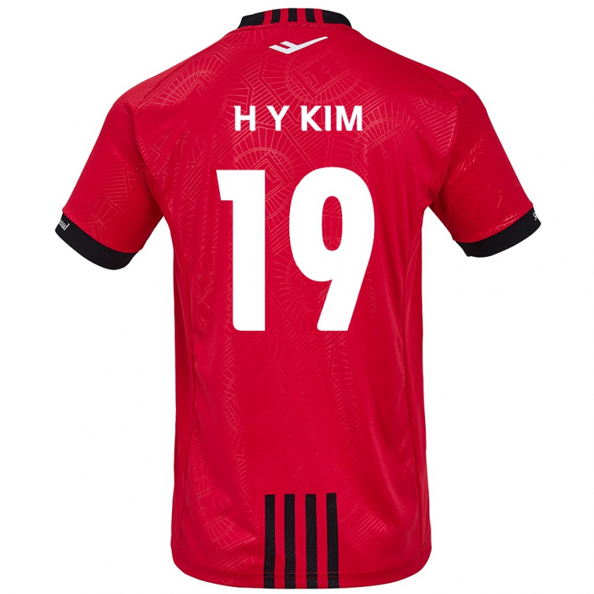 Kandiny Homme Maillot Yong-Hyuk Kim #19 Rouge Noir Tenues Domicile 2024/25 T-Shirt