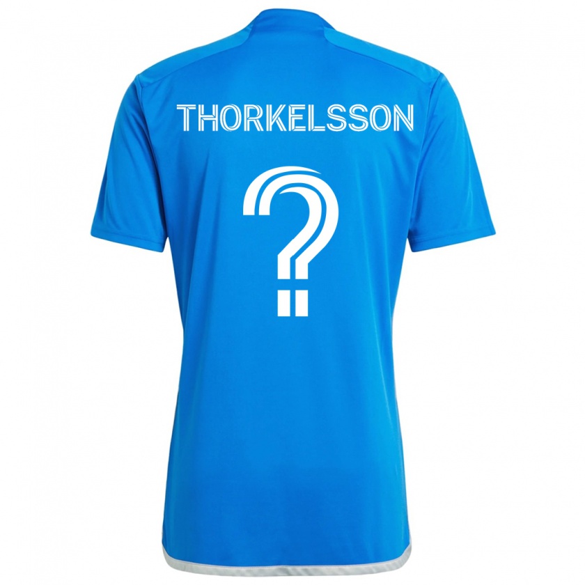 Kandiny Homme Maillot Róbert Orri Thorkelsson #0 Bleu Blanc Tenues Domicile 2024/25 T-Shirt