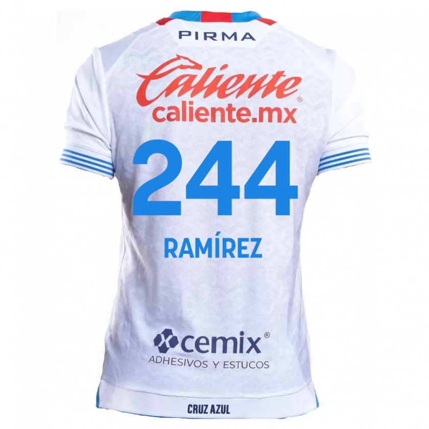 Kandiny Homme Maillot Nicolás Ramírez #244 Blanc Bleu Tenues Extérieur 2024/25 T-Shirt