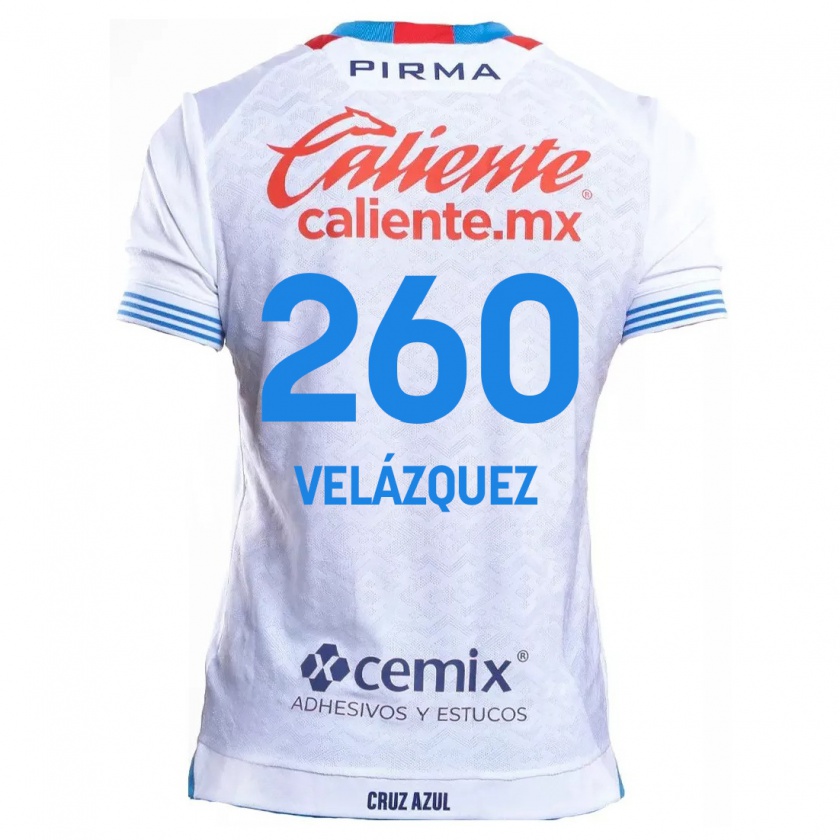 Kandiny Homme Maillot Víctor Velázquez #260 Blanc Bleu Tenues Extérieur 2024/25 T-Shirt