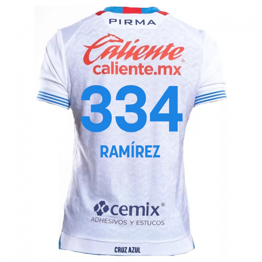 Kandiny Homme Maillot Mauricio Ramírez #334 Blanc Bleu Tenues Extérieur 2024/25 T-Shirt