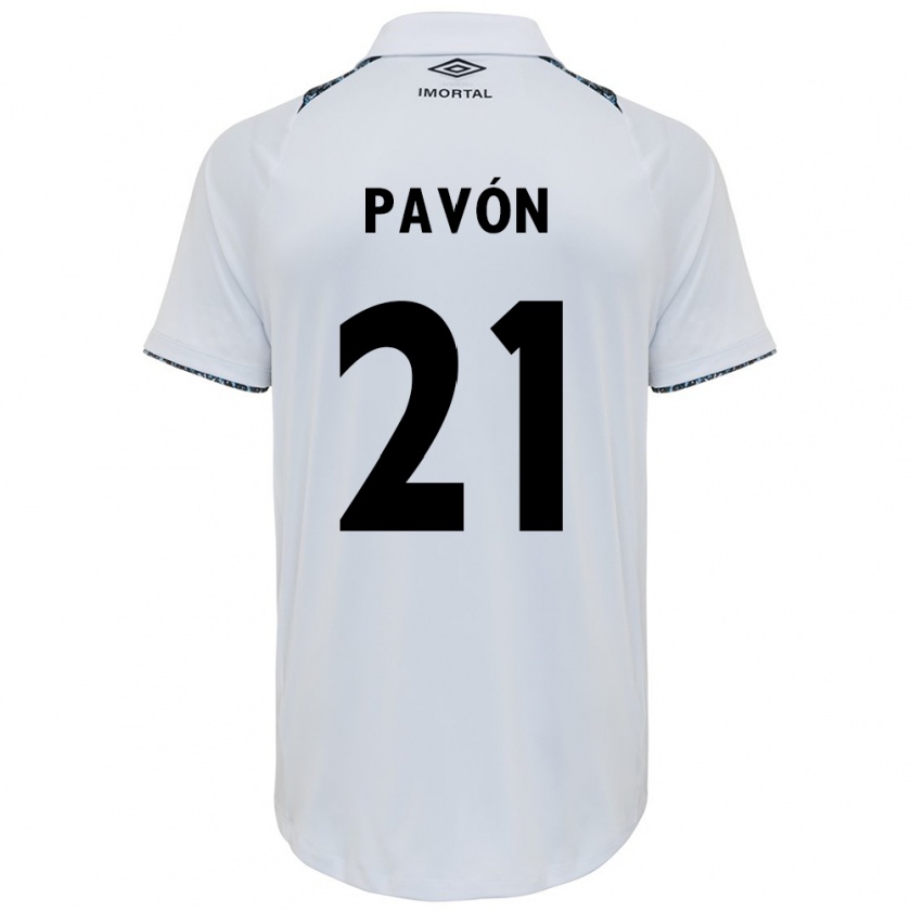 Kandiny Homme Maillot Cristian Pavón #21 Blanc Bleu Tenues Extérieur 2024/25 T-Shirt