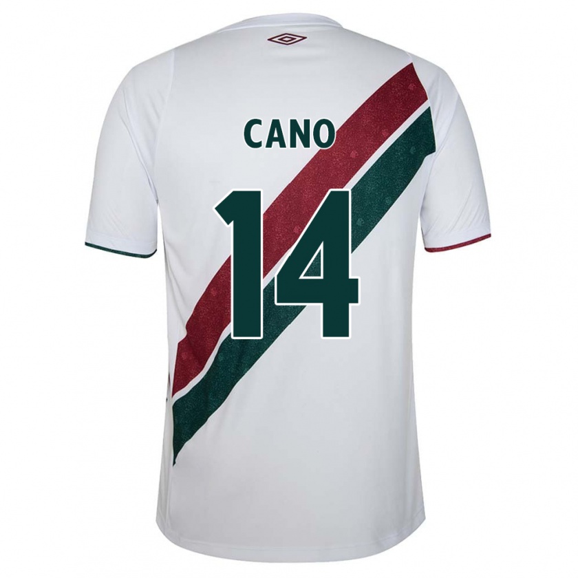 Kandiny Homme Maillot Germán Cano #14 Blanc Vert Bordeaux Tenues Extérieur 2024/25 T-Shirt