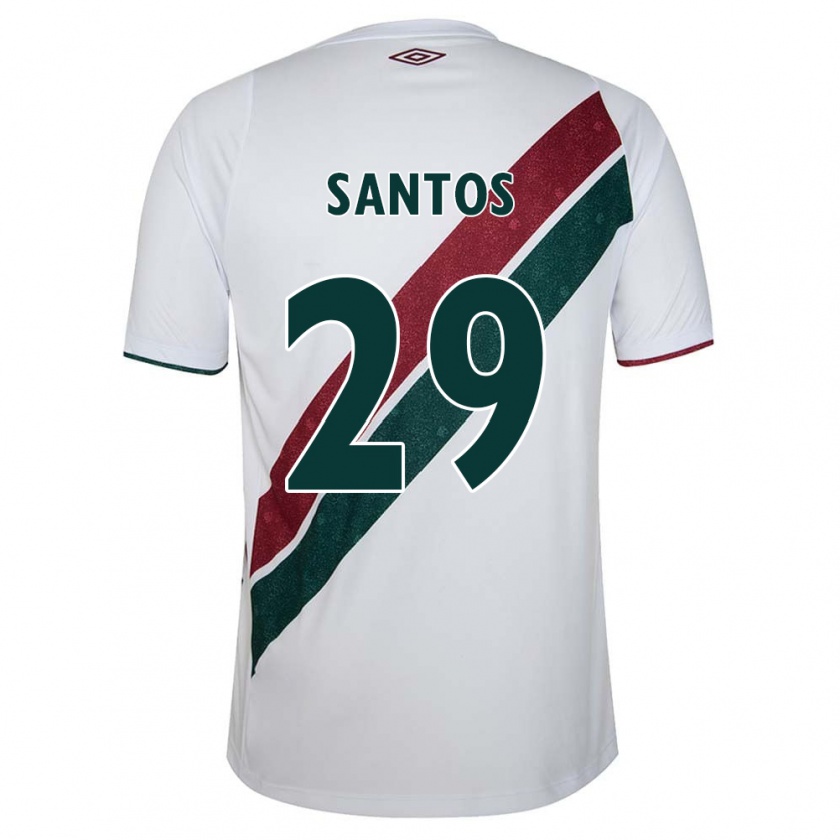 Kandiny Homme Maillot Thiago Santos #29 Blanc Vert Bordeaux Tenues Extérieur 2024/25 T-Shirt