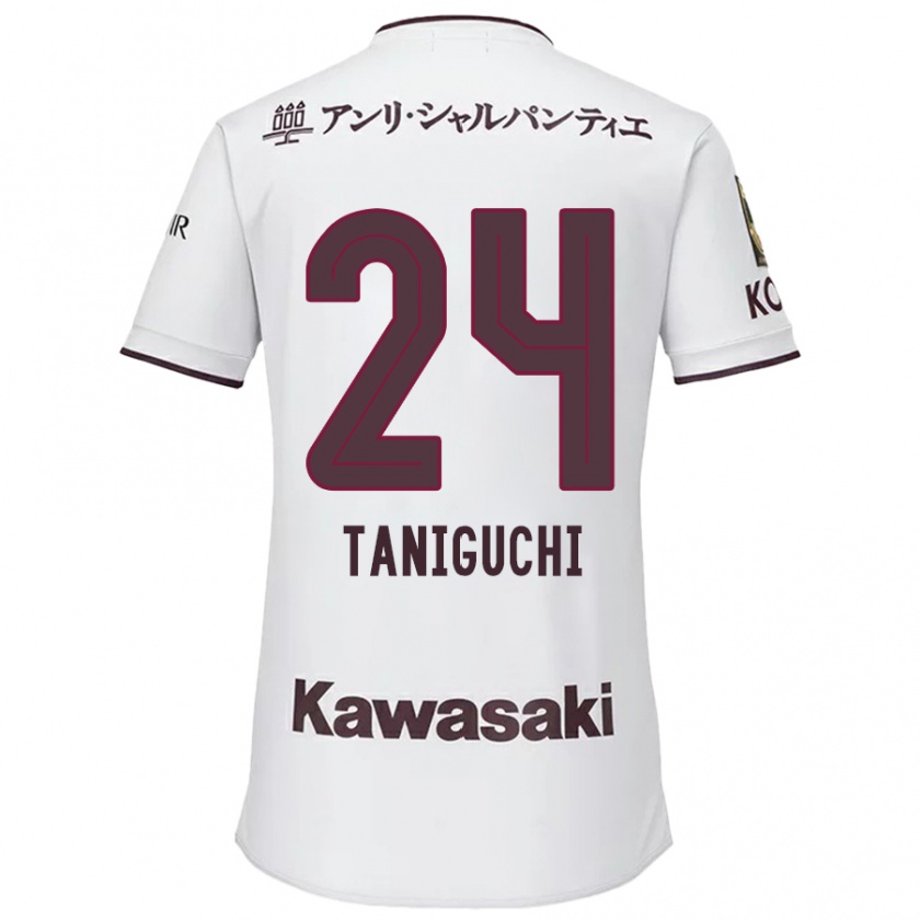 Kandiny Homme Maillot Hiroto Taniguchi #24 Blanc Rouge Tenues Extérieur 2024/25 T-Shirt