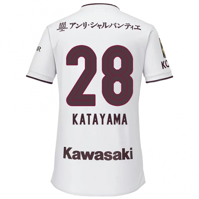 Kandiny Homme Maillot Kota Katayama #28 Blanc Rouge Tenues Extérieur 2024/25 T-Shirt