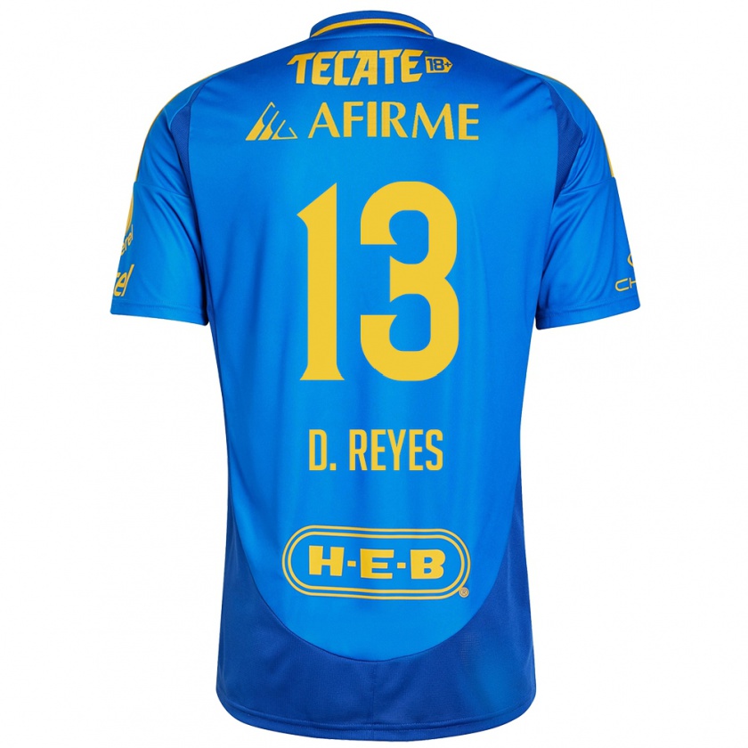 Kandiny Homme Maillot Diego Reyes #13 Bleu Jaune Tenues Extérieur 2024/25 T-Shirt