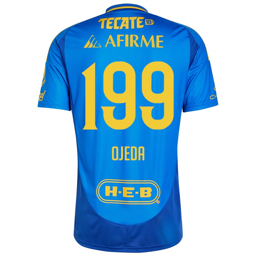 Kandiny Homme Maillot Diego Ojeda #199 Bleu Jaune Tenues Extérieur 2024/25 T-Shirt