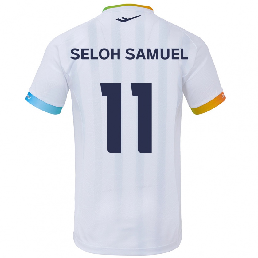 Kandiny Homme Maillot Gbato Seloh Samuel #11 Blanc Bleu Tenues Extérieur 2024/25 T-Shirt