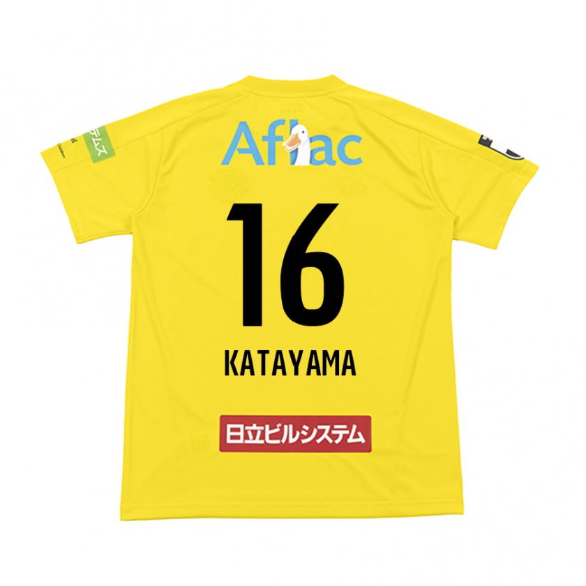 Kandiny Femme Maillot Eiichi Katayama #16 Jaune Noir Tenues Domicile 2024/25 T-Shirt