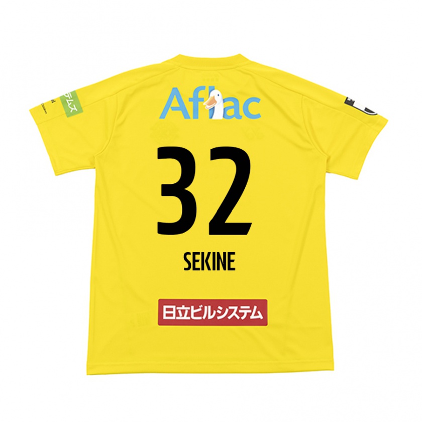 Kandiny Femme Maillot Hiroki Sekine #32 Jaune Noir Tenues Domicile 2024/25 T-Shirt