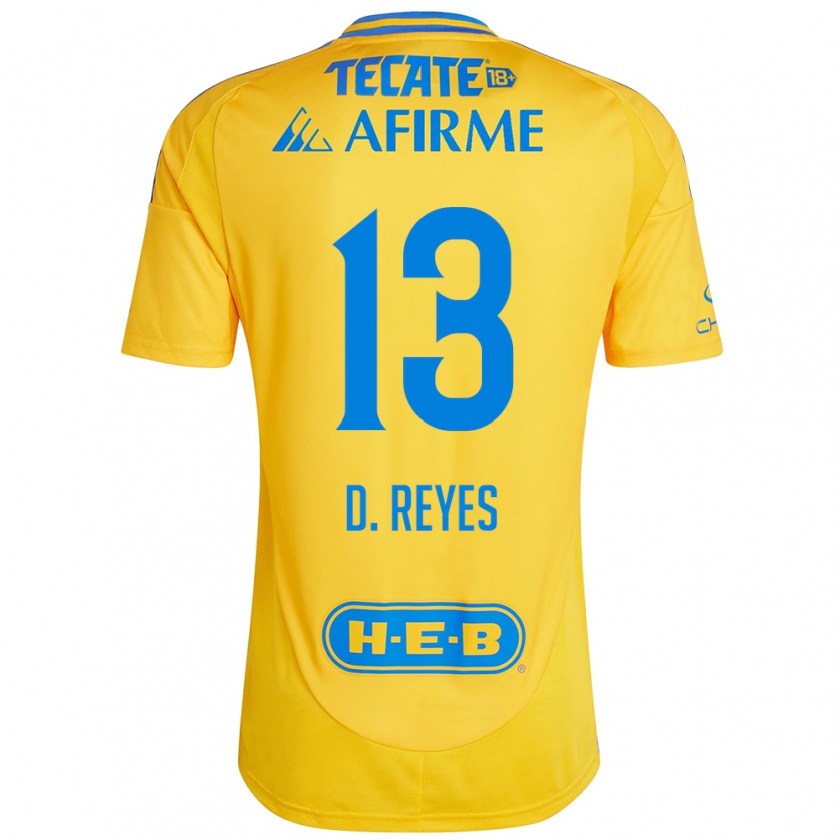 Kandiny Femme Maillot Diego Reyes #13 Or Jaune Tenues Domicile 2024/25 T-Shirt