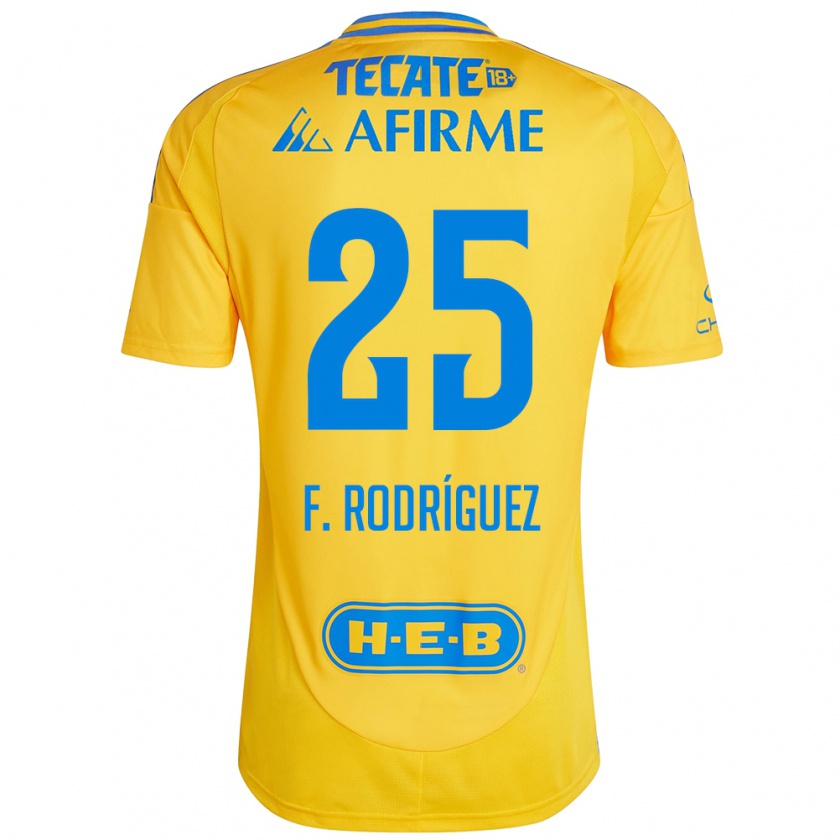 Kandiny Femme Maillot Felipe Rodríguez #25 Or Jaune Tenues Domicile 2024/25 T-Shirt