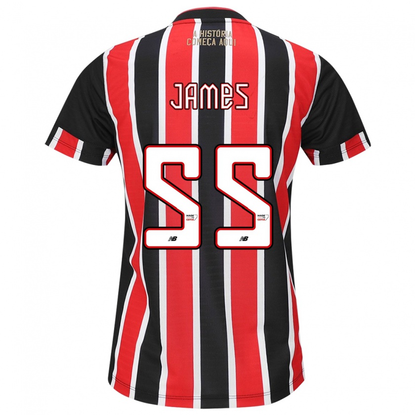 Kandiny Femme Maillot James Rodríguez #55 Noir Rouge Blanc Tenues Extérieur 2024/25 T-Shirt