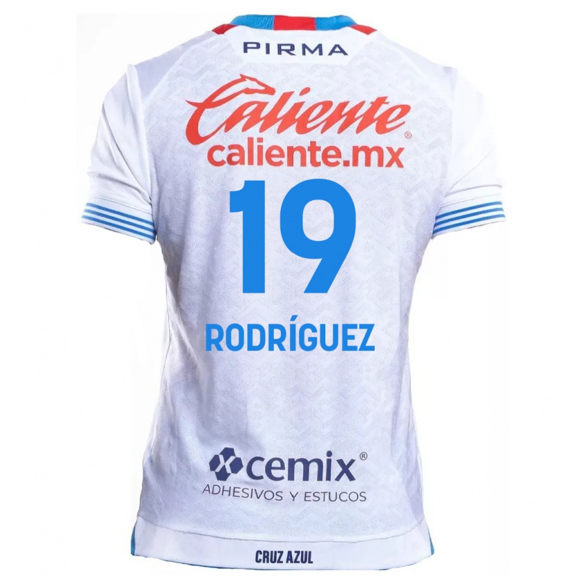 Kandiny Femme Maillot Carlos Rodríguez #19 Blanc Bleu Tenues Extérieur 2024/25 T-Shirt