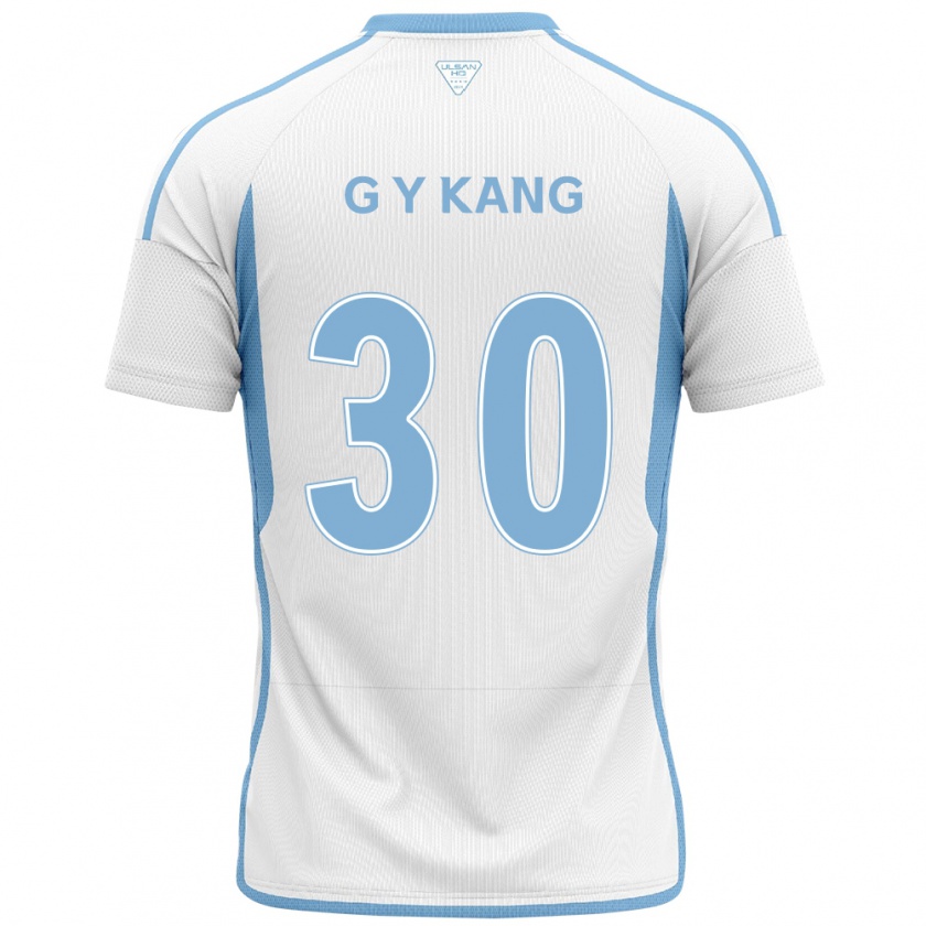 Kandiny Femme Maillot Yun-Gu Kang #30 Blanc Bleu Tenues Extérieur 2024/25 T-Shirt