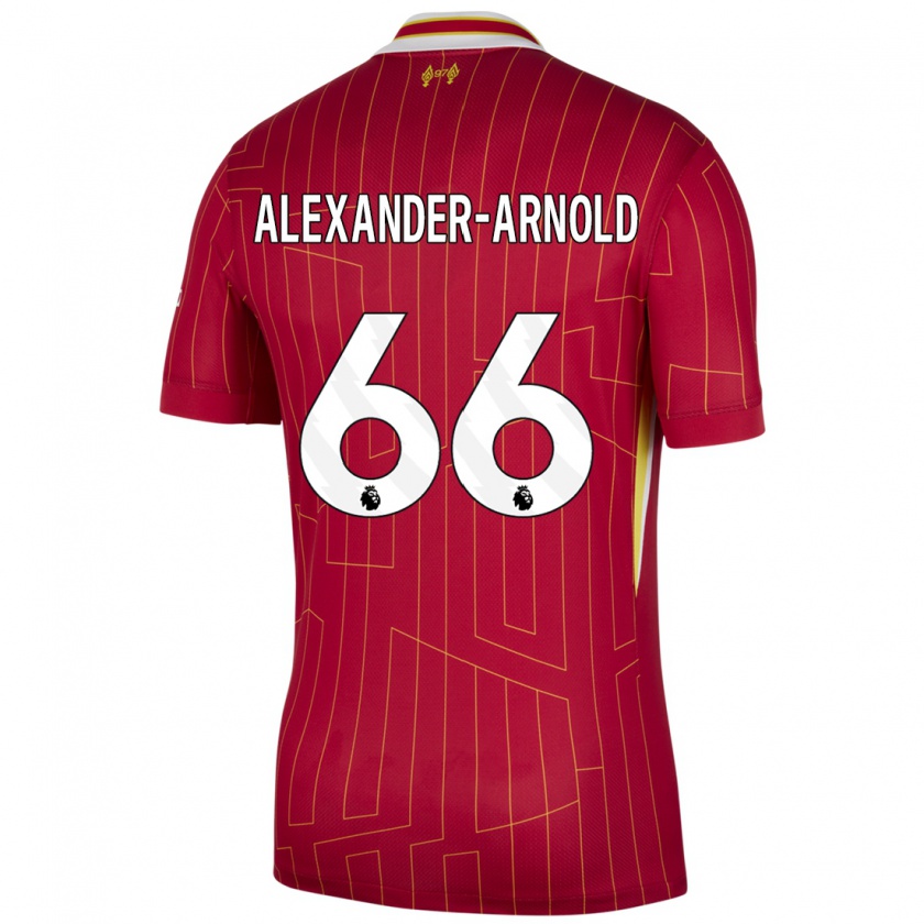 Kandiny Enfant Maillot Trent Alexander-Arnold #66 Rouge Jaune Blanc Tenues Domicile 2024/25 T-Shirt