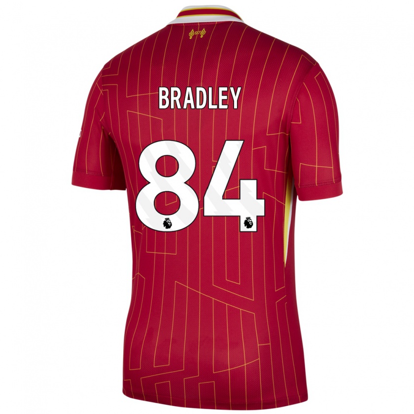 Kandiny Enfant Maillot Conor Bradley #84 Rouge Jaune Blanc Tenues Domicile 2024/25 T-Shirt