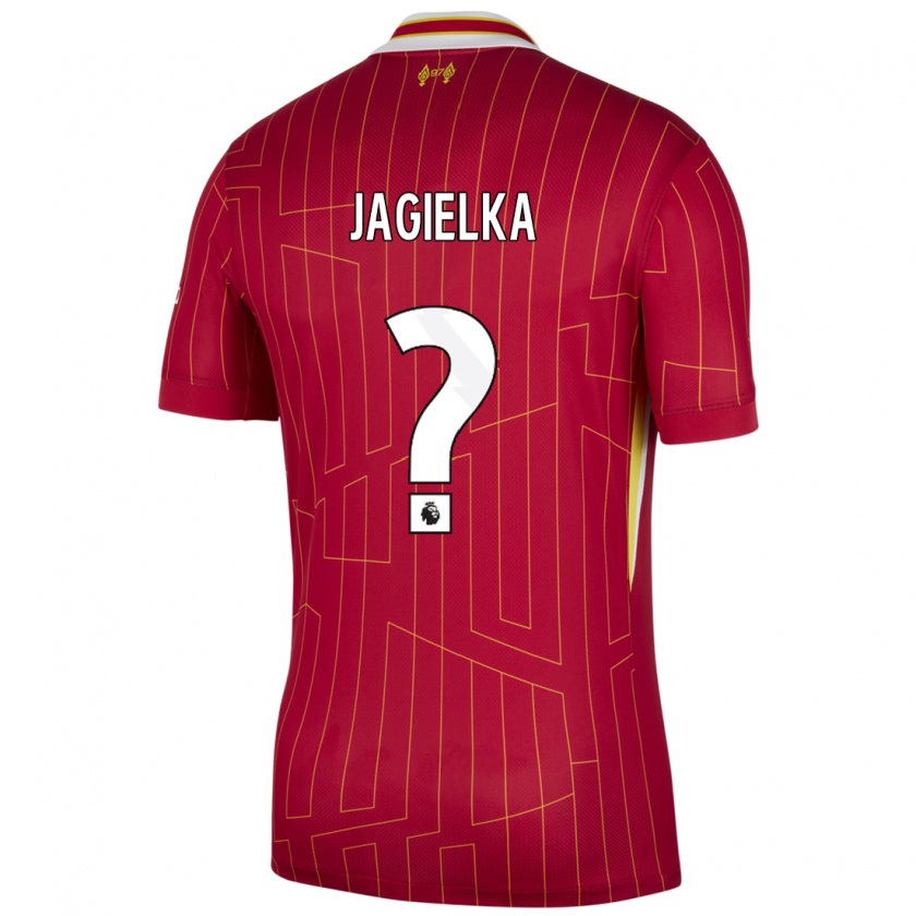 Kandiny Enfant Maillot Zac Jagielka #0 Rouge Jaune Blanc Tenues Domicile 2024/25 T-Shirt