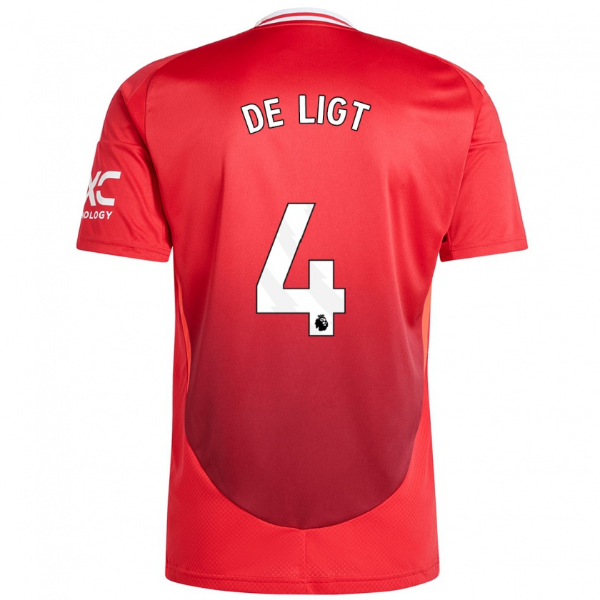 Kandiny Enfant Maillot Matthijs De Ligt #4 Rouge Vif Tenues Domicile 2024/25 T-Shirt