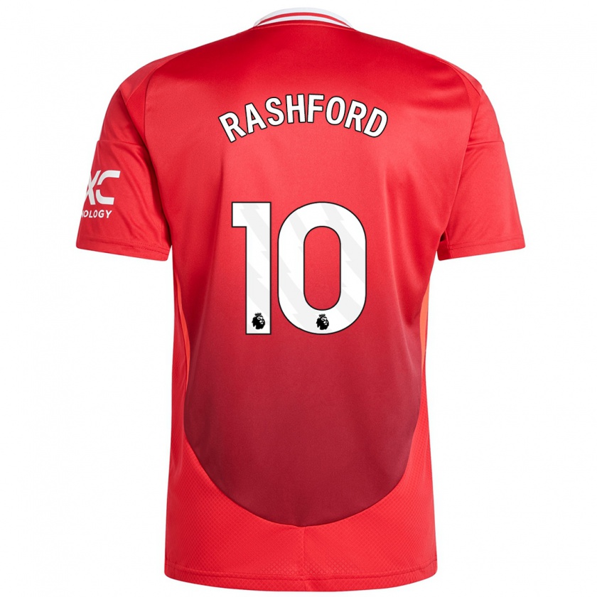 Kandiny Enfant Maillot Marcus Rashford #10 Rouge Vif Tenues Domicile 2024/25 T-Shirt