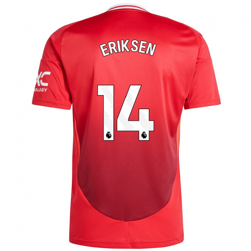 Kandiny Enfant Maillot Christian Eriksen #14 Rouge Vif Tenues Domicile 2024/25 T-Shirt