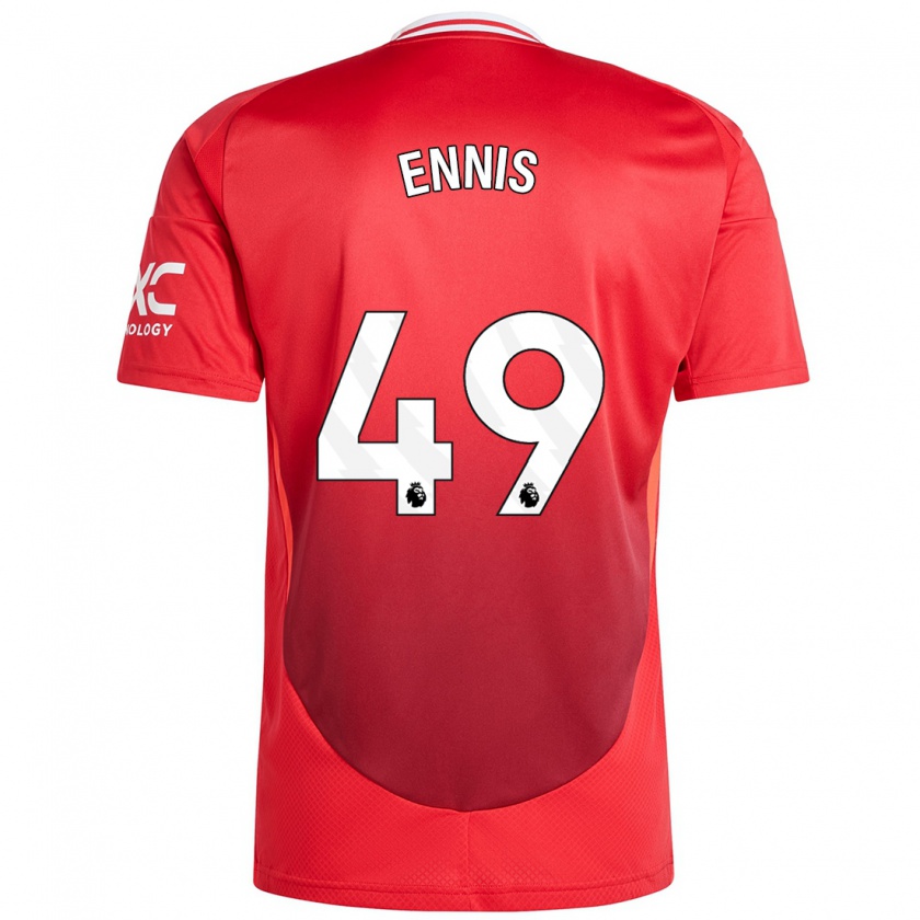 Kandiny Enfant Maillot Ethan Ennis #49 Rouge Vif Tenues Domicile 2024/25 T-Shirt