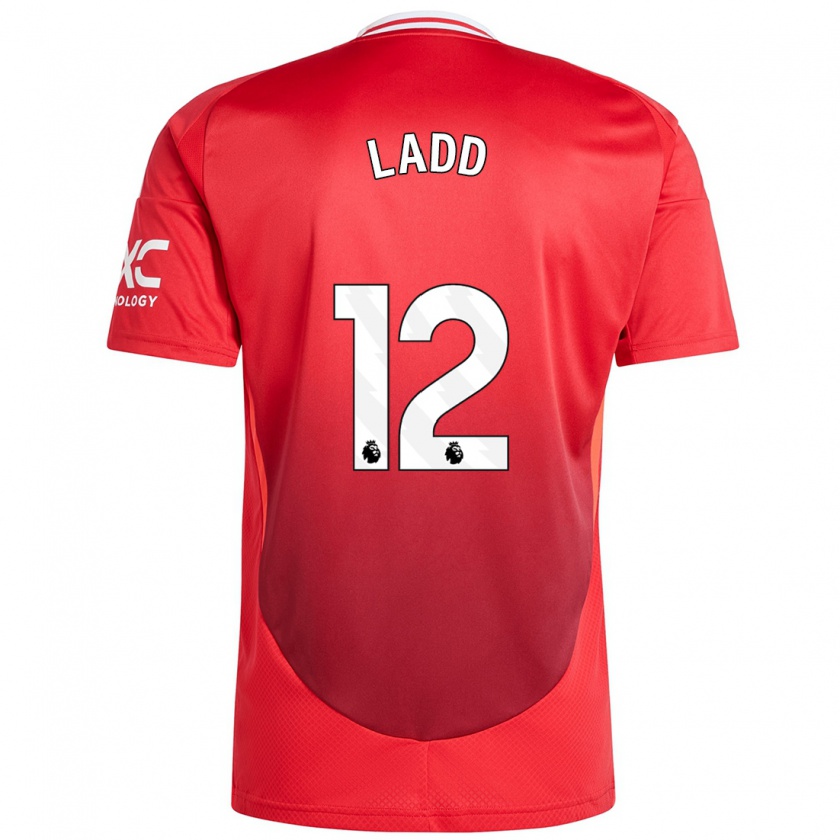 Kandiny Enfant Maillot Hayley Ladd #12 Rouge Vif Tenues Domicile 2024/25 T-Shirt