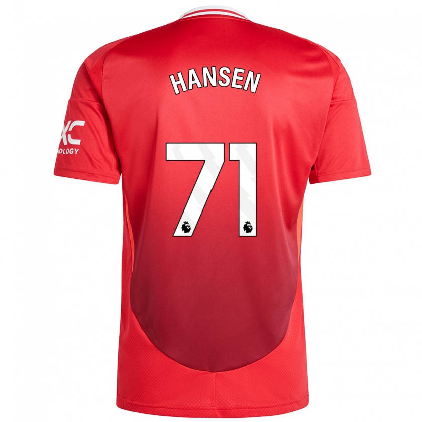 Kandiny Enfant Maillot Isak Hansen-Aaroen #71 Rouge Vif Tenues Domicile 2024/25 T-Shirt