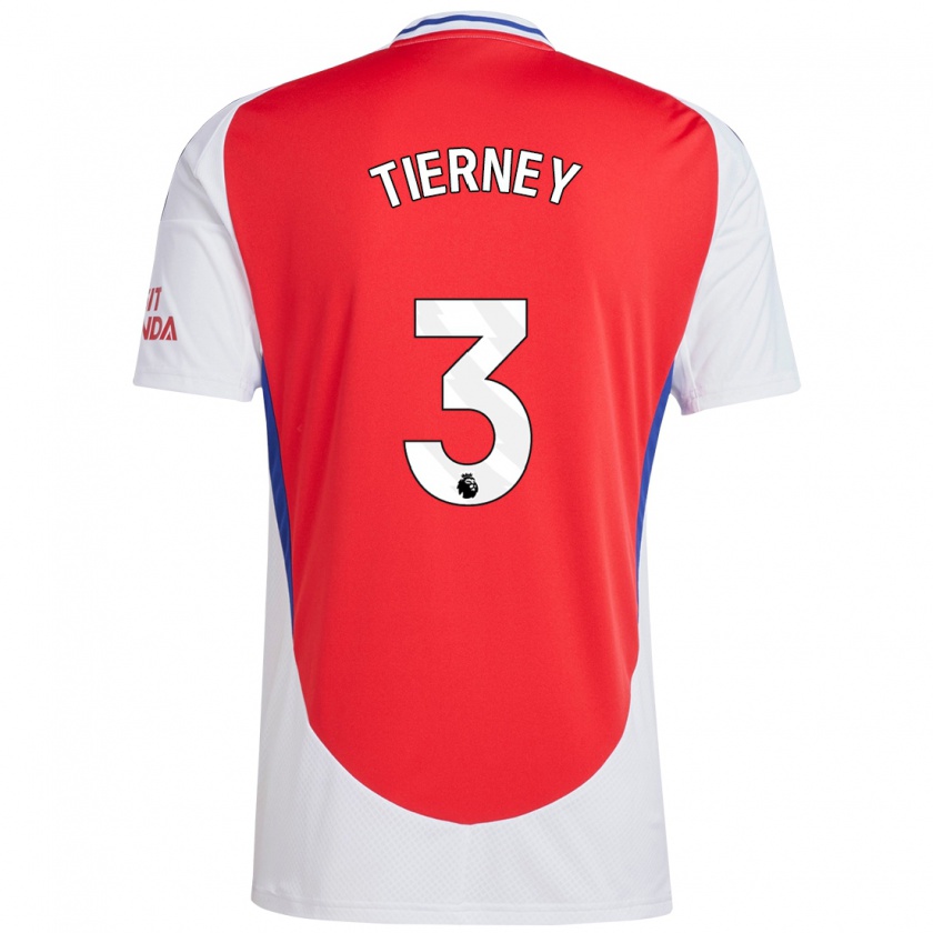 Kandiny Enfant Maillot Kieran Tierney #3 Rouge Blanc Tenues Domicile 2024/25 T-Shirt