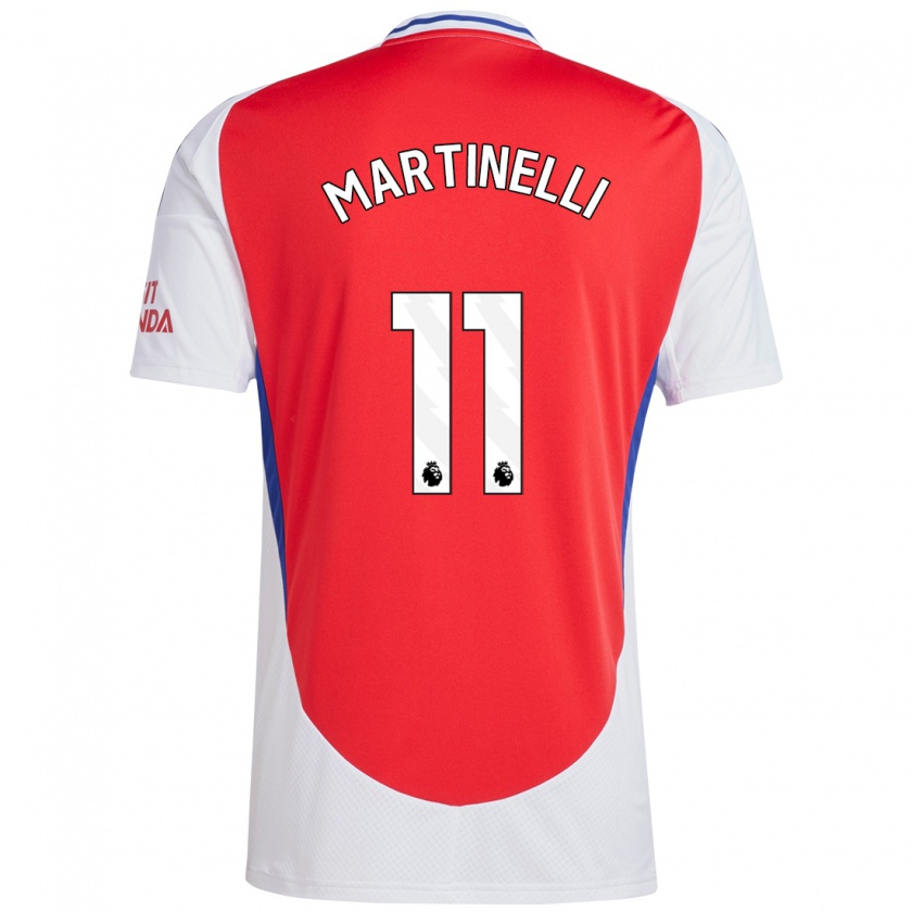 Kandiny Enfant Maillot Gabriel Martinelli #11 Rouge Blanc Tenues Domicile 2024/25 T-Shirt