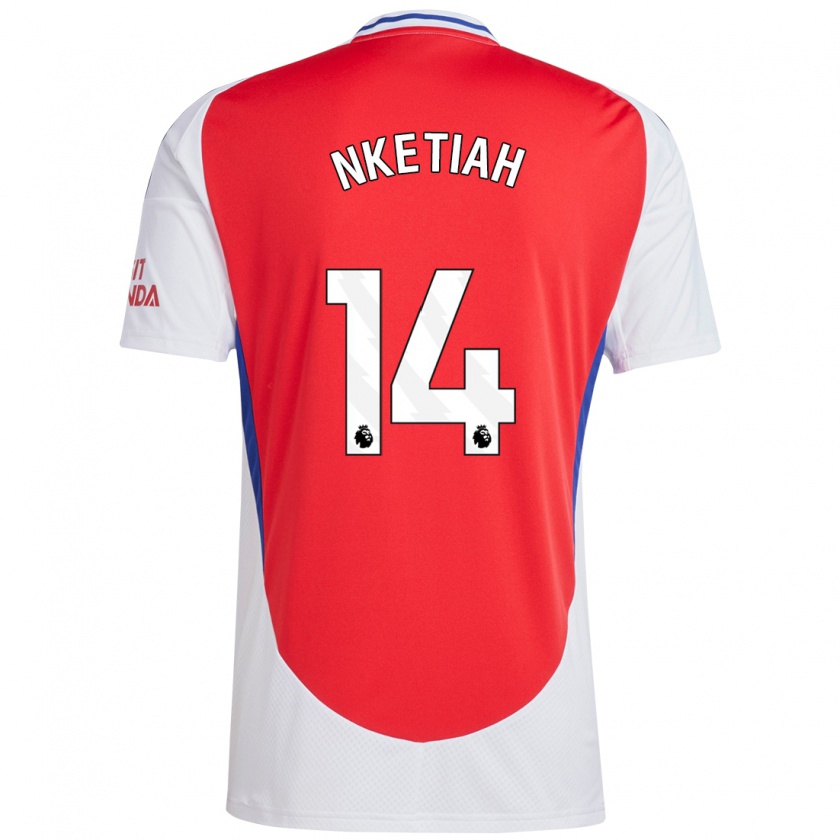 Kandiny Enfant Maillot Eddie Nketiah #14 Rouge Blanc Tenues Domicile 2024/25 T-Shirt