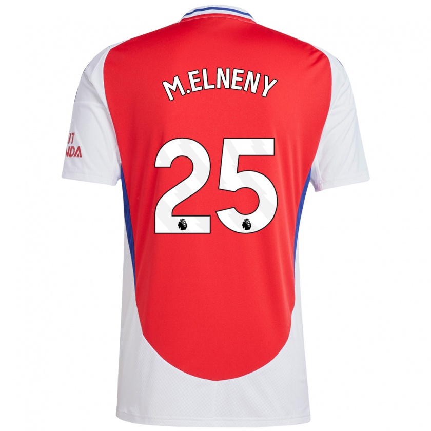 Kandiny Enfant Maillot Mohamed Elneny #25 Rouge Blanc Tenues Domicile 2024/25 T-Shirt