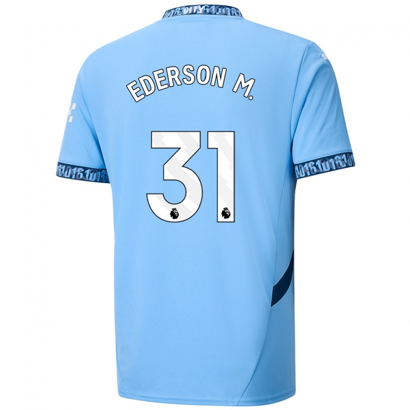 Kandiny Enfant Maillot Ederson #31 Bleu Marine Tenues Domicile 2024/25 T-Shirt