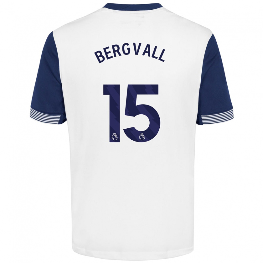 Kandiny Enfant Maillot Lucas Bergvall #15 Blanc Bleu Tenues Domicile 2024/25 T-Shirt